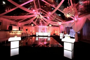 Vinyl Dance Floor, Draping, Lighted Tables