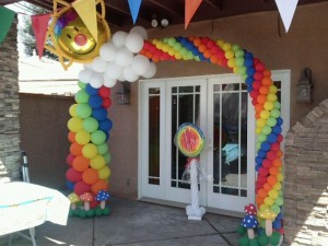 #rainbowballoonarch